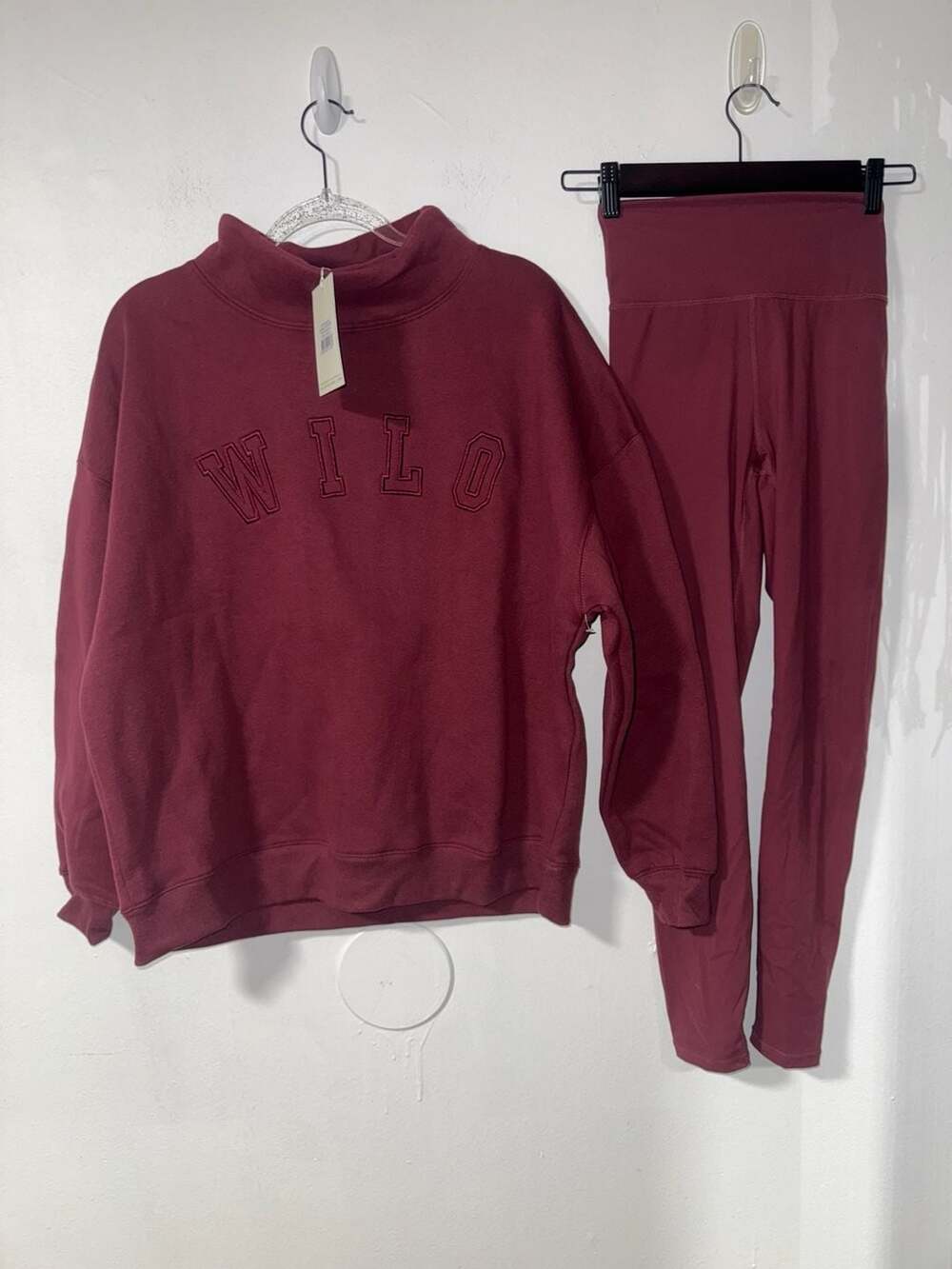 Wilo The Label Funnel Neck Sweatshirt and Leggings Set Berry XS